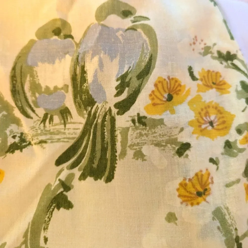 Vintage yellow bird and‎ floral print full sheet set